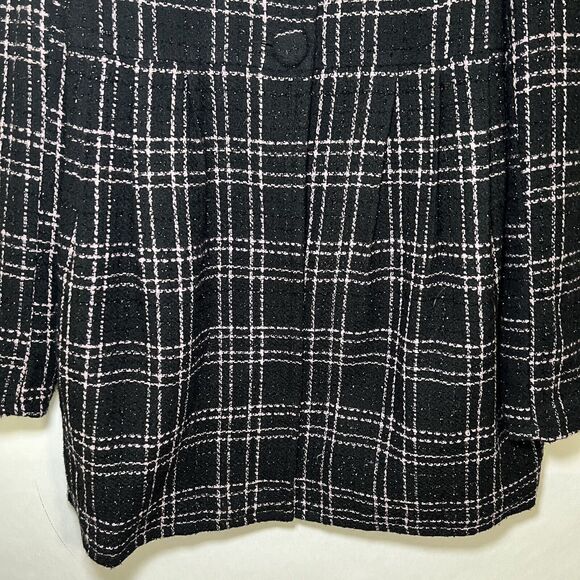 BB Dakota Pea Coat Womens Size Large Black Pink Plaid Two Button Front Acrylic - Picture 3 of 11